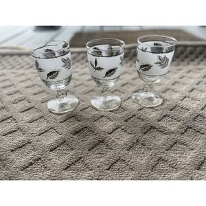 Vintage Libbey silver leaf frosted pattern Wine/Water Goblets 5 1/2"‎ Set Of 3